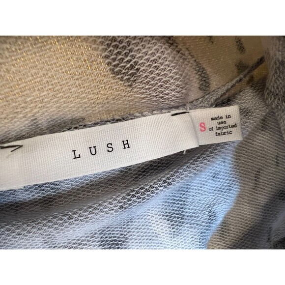 Lush Turtleneck Drawstring Sweatshirt Top Womens S Grey Leopard Long Sleeve NWT - Picture 4 of 6